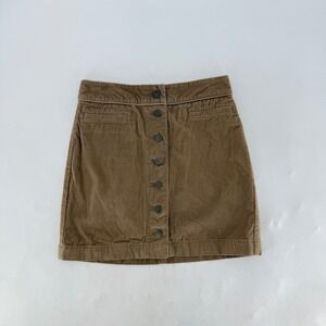 Wilfred Free Corduroy‎ Mini Skirt Button Front A-Line Brown Casual Womens 4